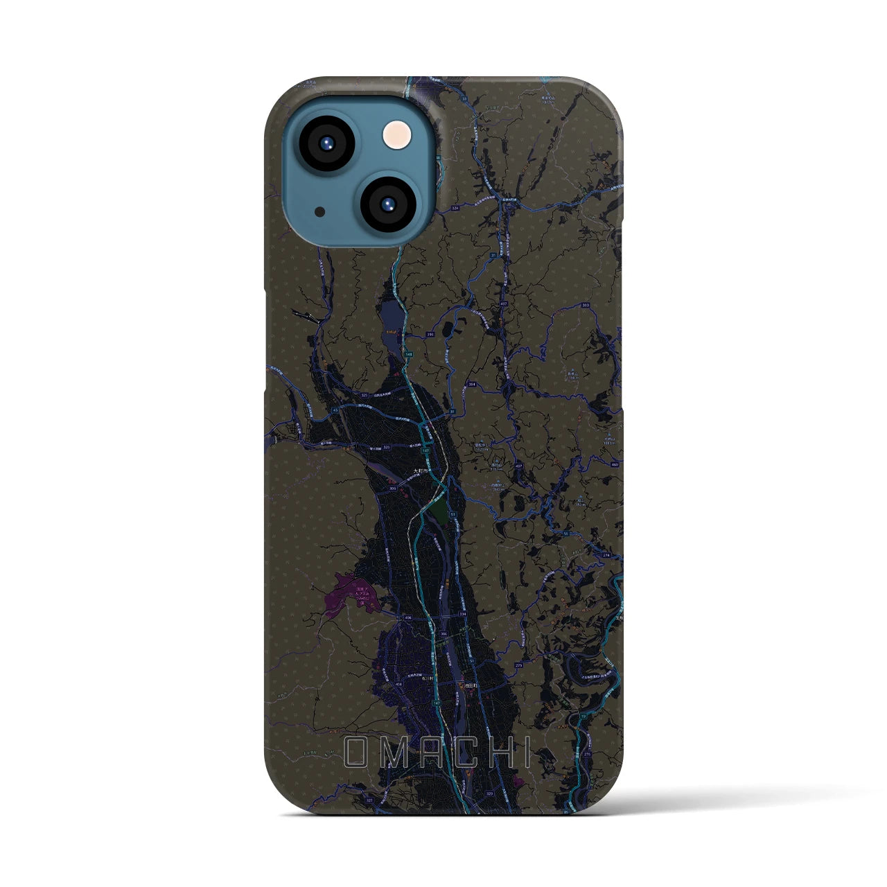 【大町(長野県)】地図柄iPhoneケース(バックカバータイプ)