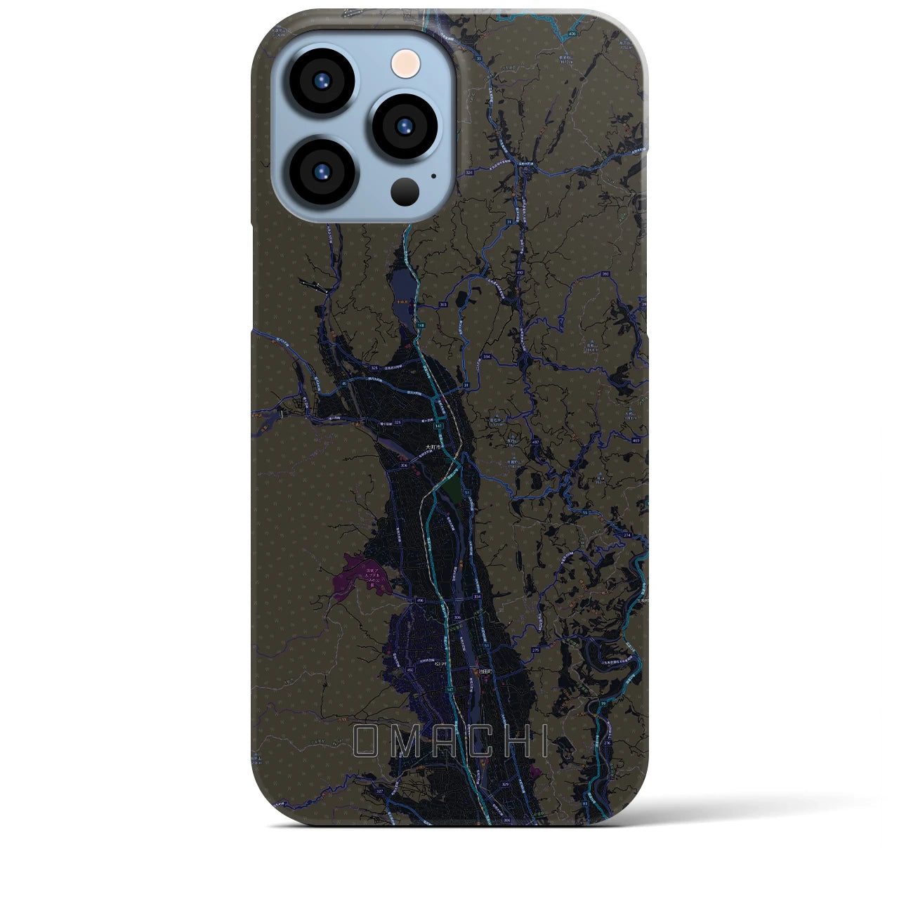 【大町(長野県)】地図柄iPhoneケース(バックカバータイプ)