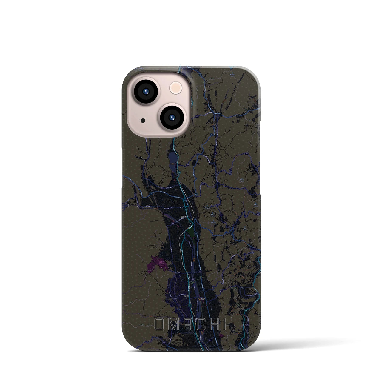 【大町(長野県)】地図柄iPhoneケース(バックカバータイプ)