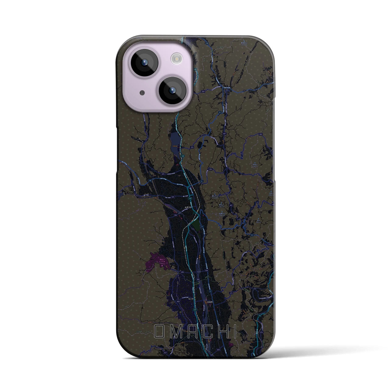 【大町(長野県)】地図柄iPhoneケース(バックカバータイプ)