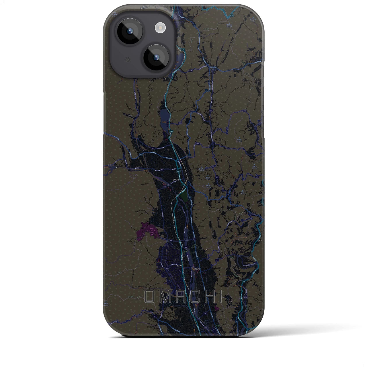 【大町(長野県)】地図柄iPhoneケース(バックカバータイプ)