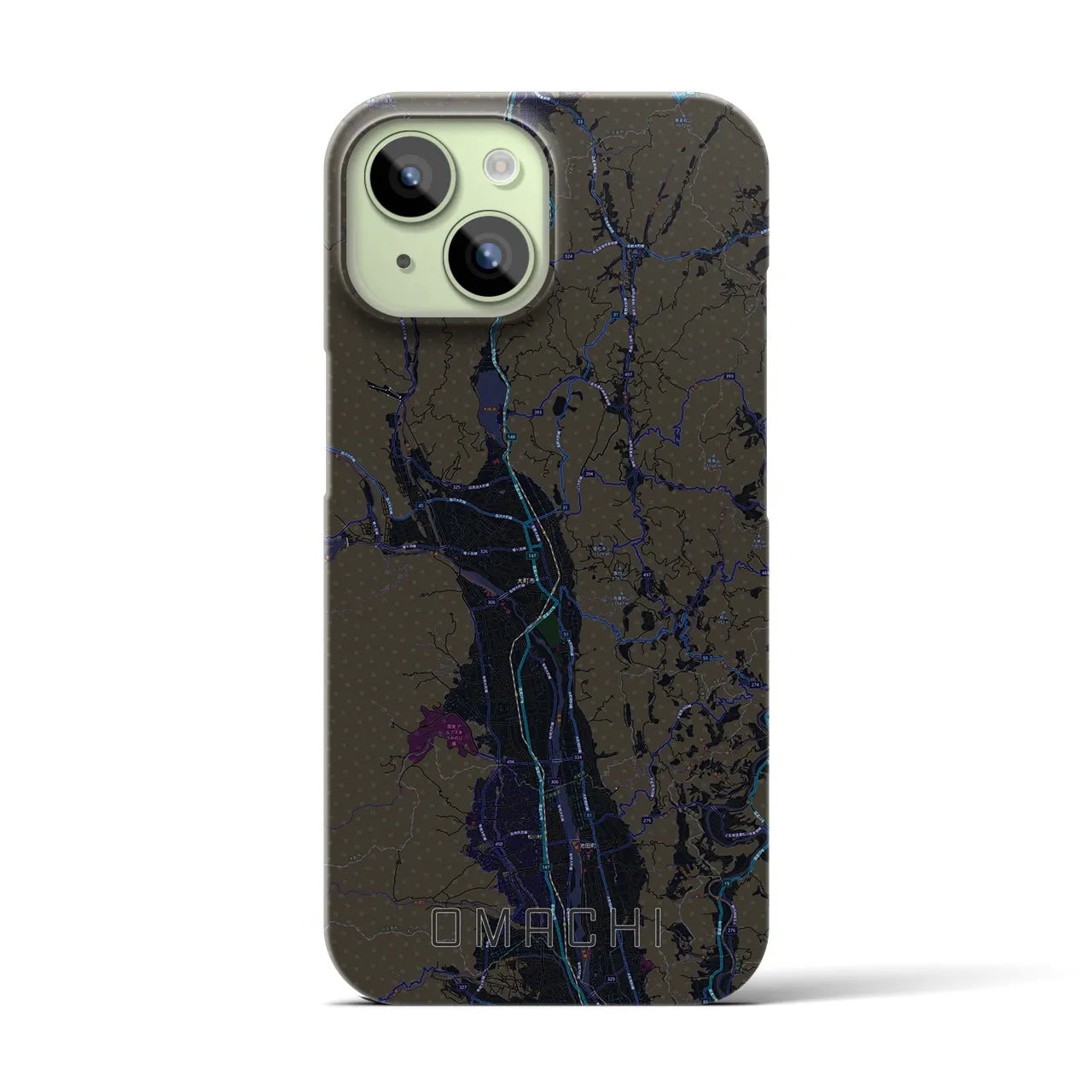 【大町(長野県)】地図柄iPhoneケース(バックカバータイプ)