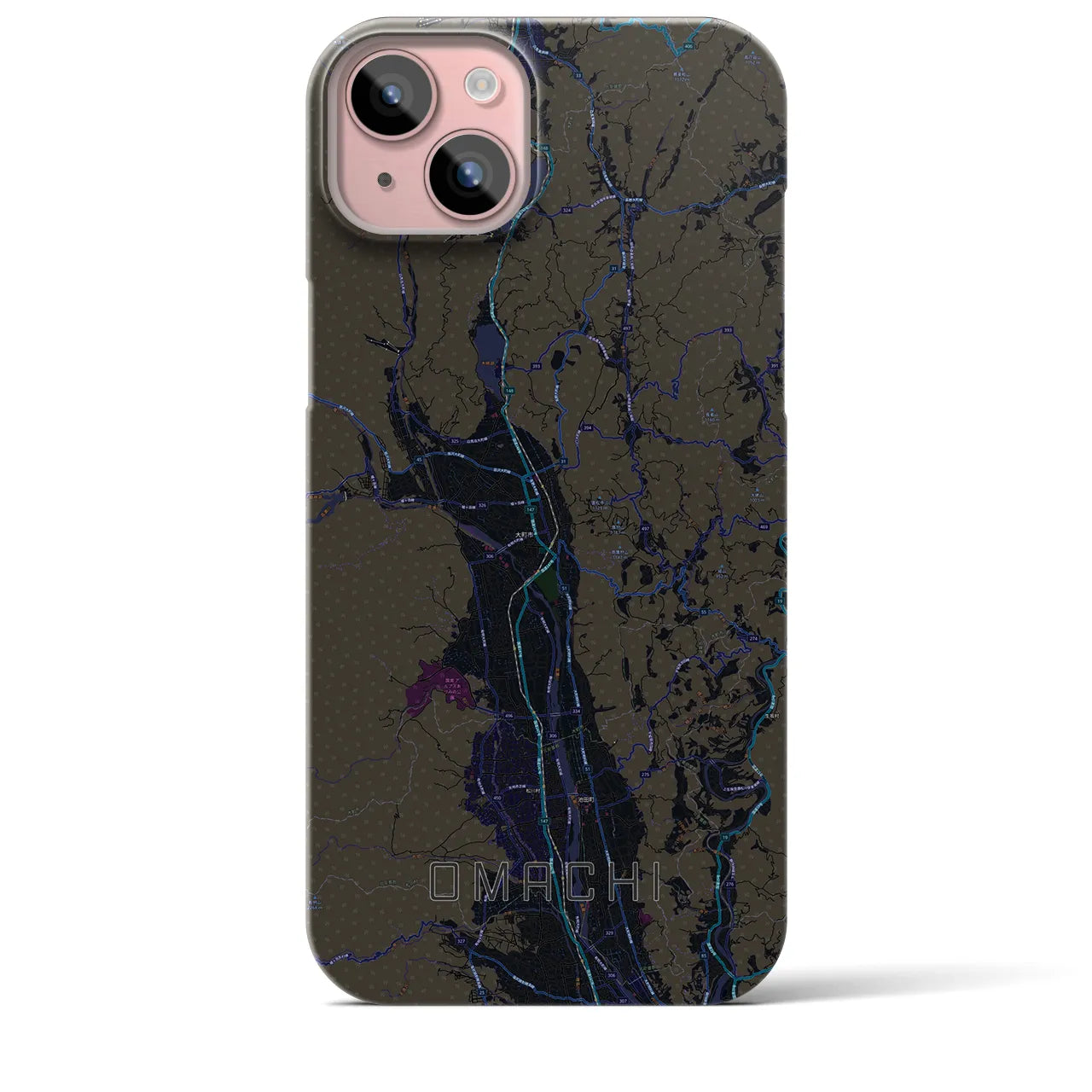 【大町(長野県)】地図柄iPhoneケース(バックカバータイプ)