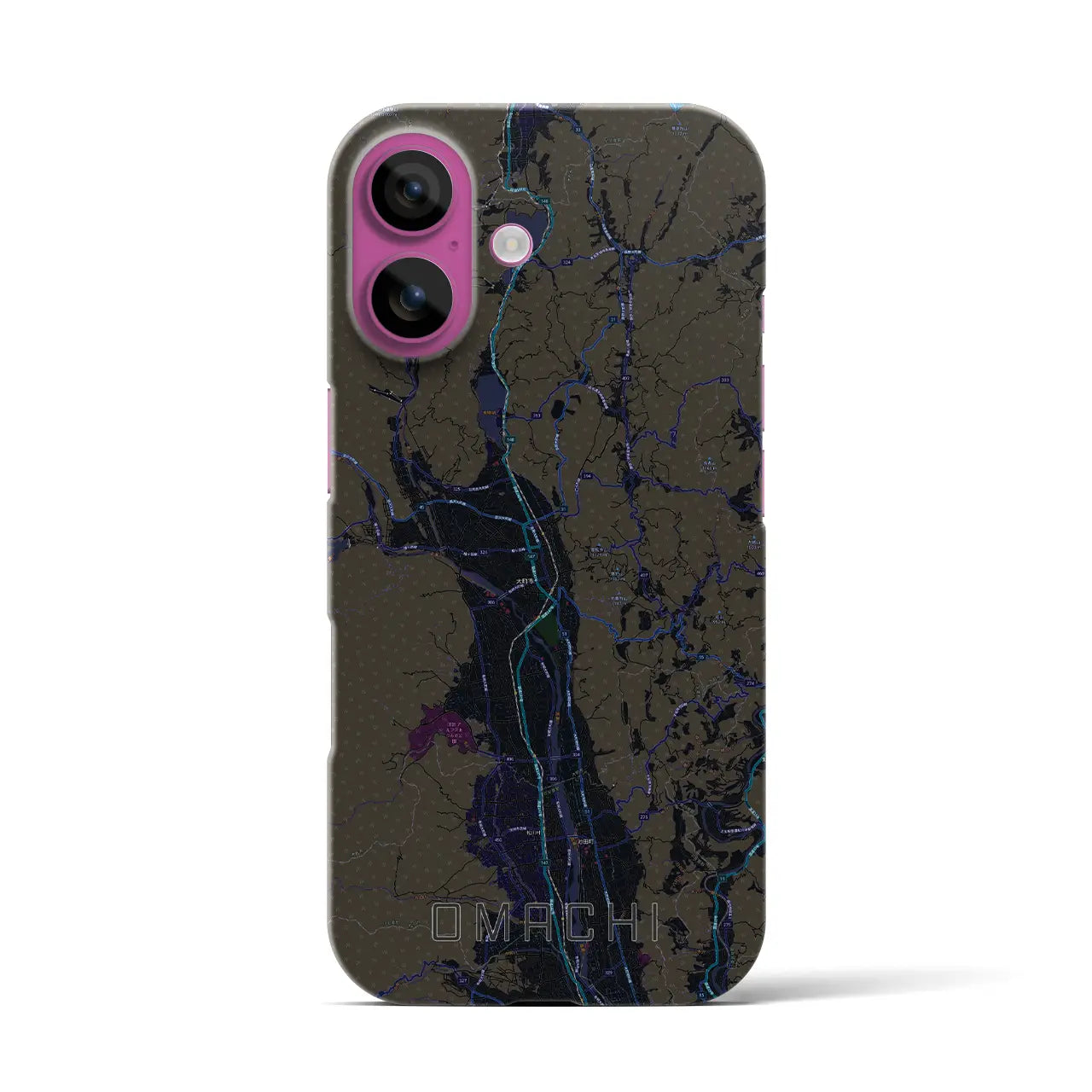 【大町(長野県)】地図柄iPhoneケース(バックカバータイプ)