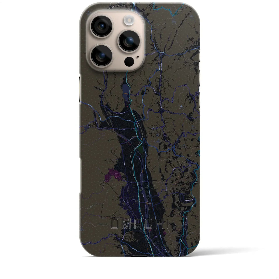 【大町(長野県)】地図柄iPhoneケース(バックカバータイプ)