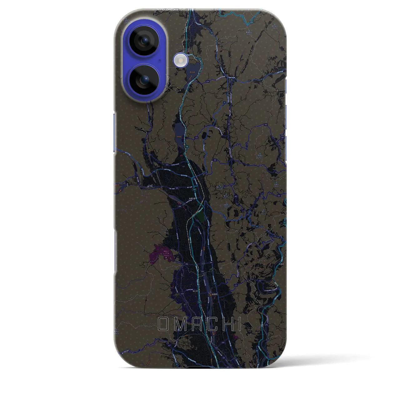 【大町(長野県)】地図柄iPhoneケース(バックカバータイプ)