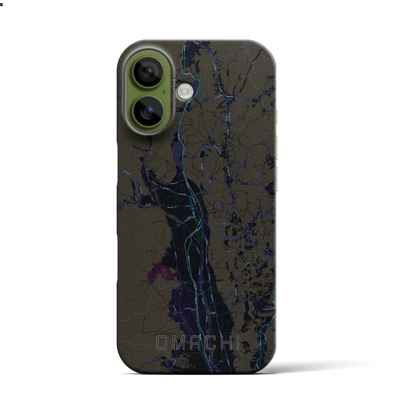 【大町(長野県)】地図柄iPhoneケース(バックカバータイプ)