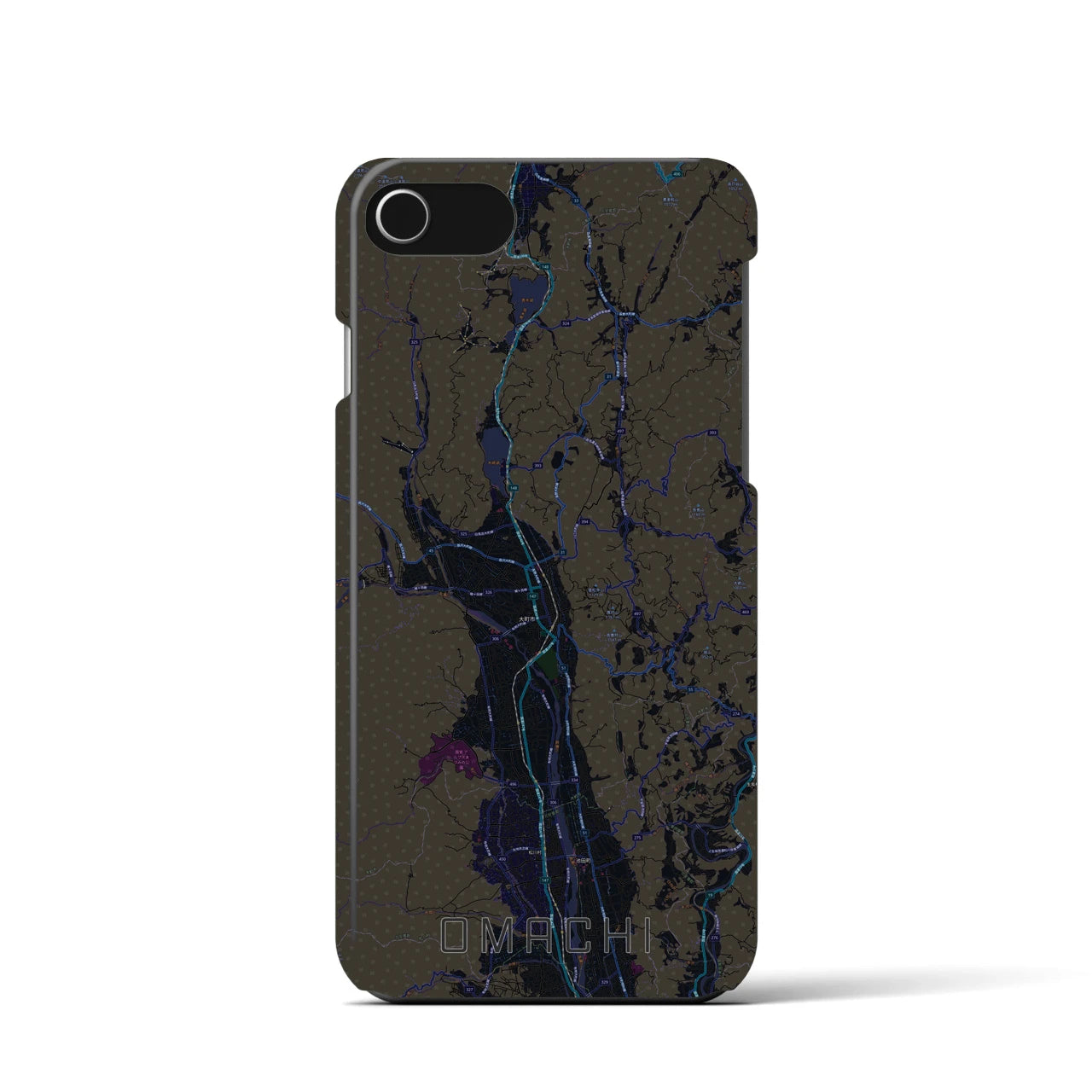 【大町(長野県)】地図柄iPhoneケース(バックカバータイプ)