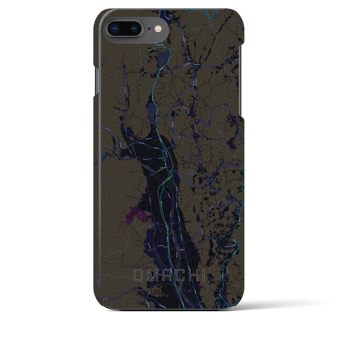 【大町(長野県)】地図柄iPhoneケース(バックカバータイプ)