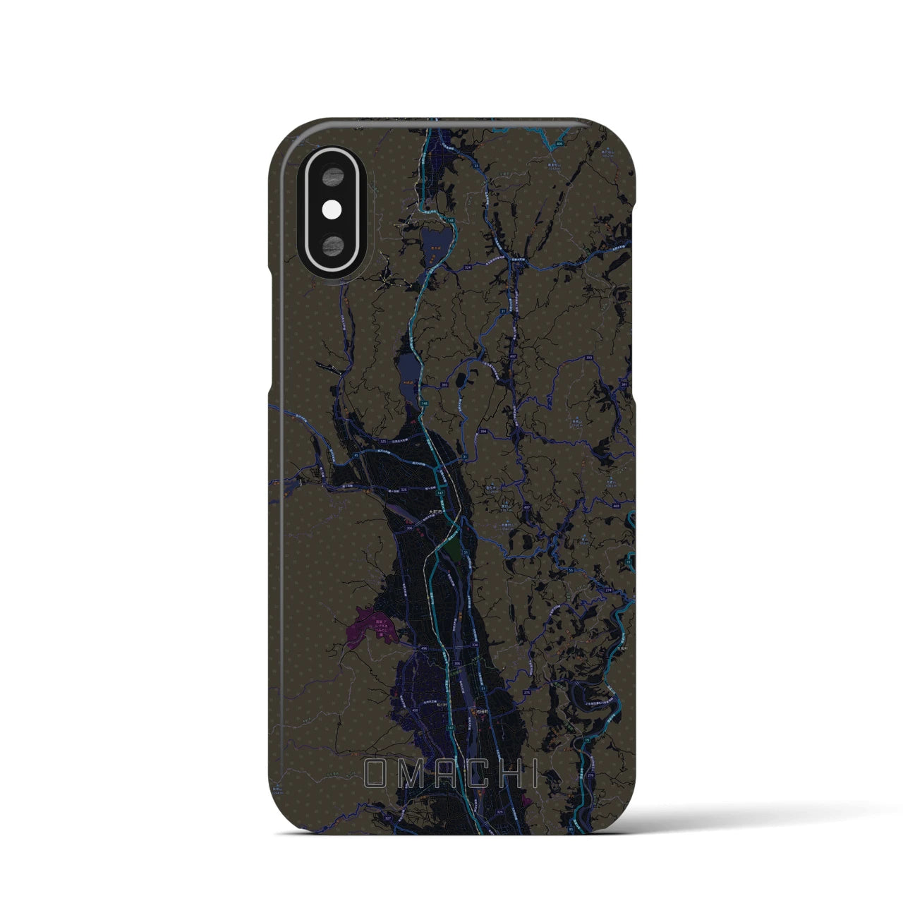 【大町(長野県)】地図柄iPhoneケース(バックカバータイプ)