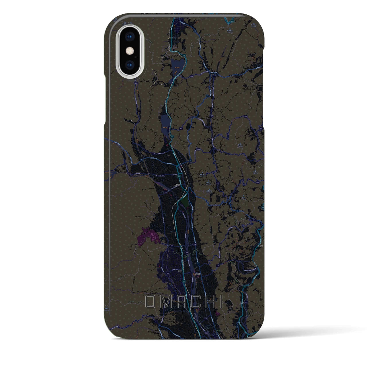 【大町(長野県)】地図柄iPhoneケース(バックカバータイプ)