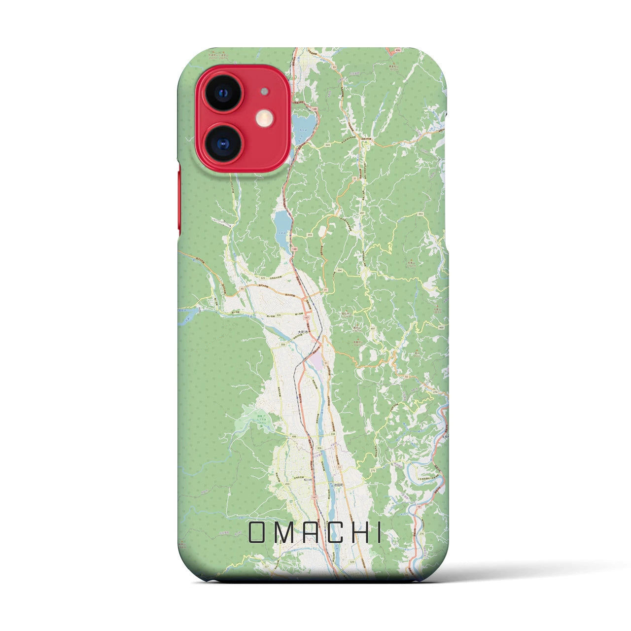 【大町(長野県)】地図柄iPhoneケース(バックカバータイプ)