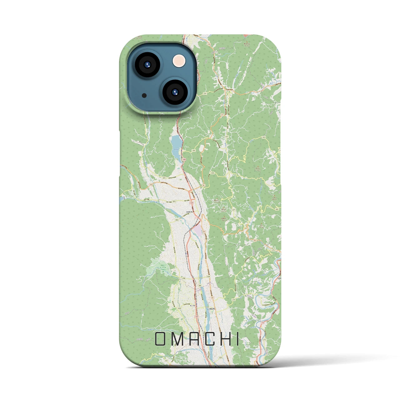 【大町(長野県)】地図柄iPhoneケース(バックカバータイプ)
