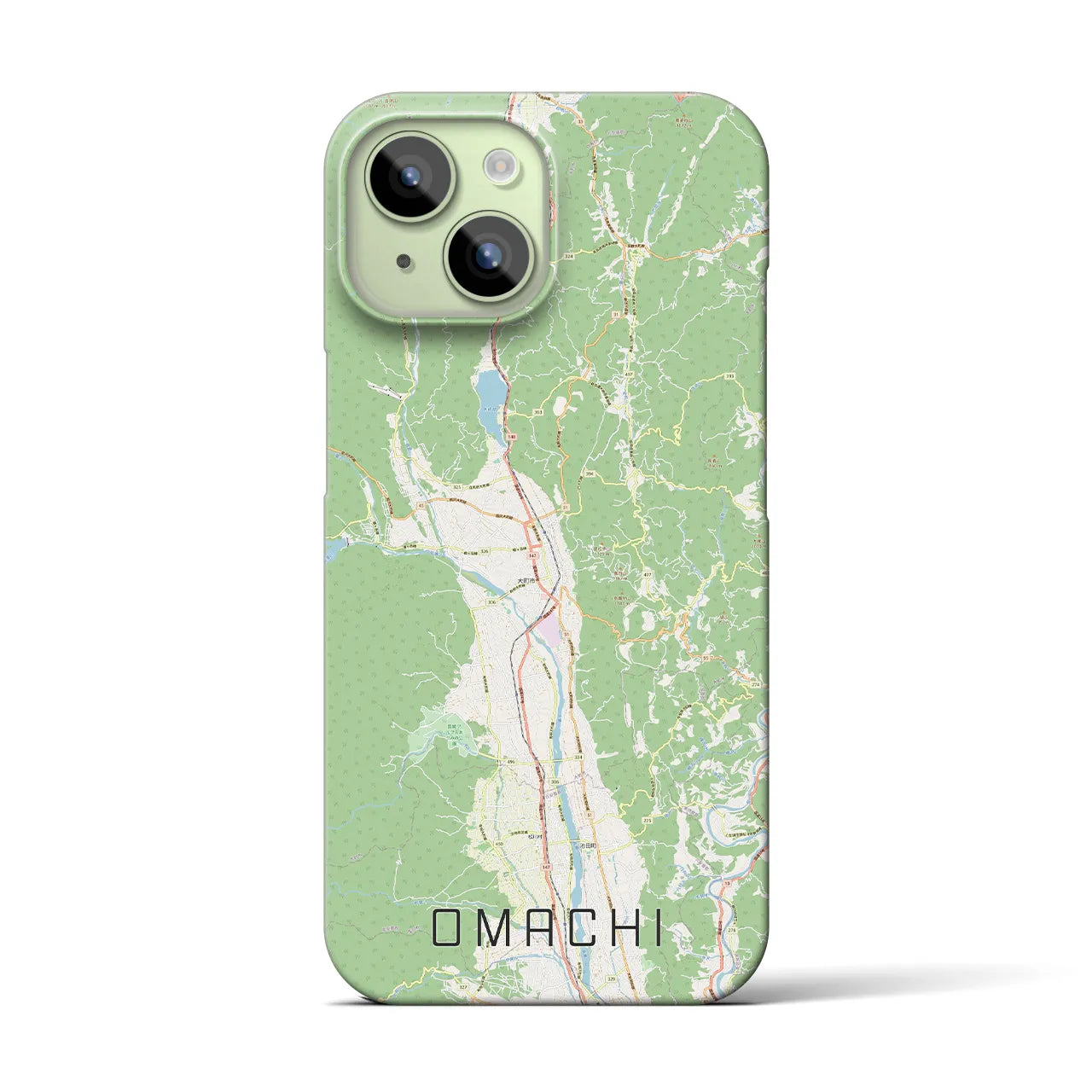 【大町(長野県)】地図柄iPhoneケース(バックカバータイプ)