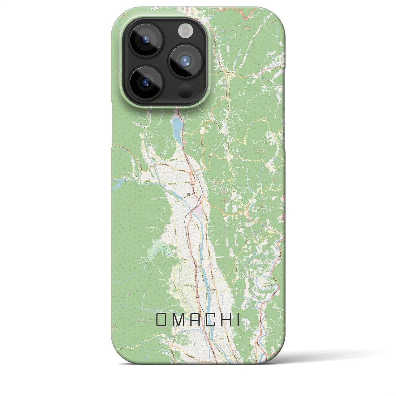 【大町(長野県)】地図柄iPhoneケース(バックカバータイプ)