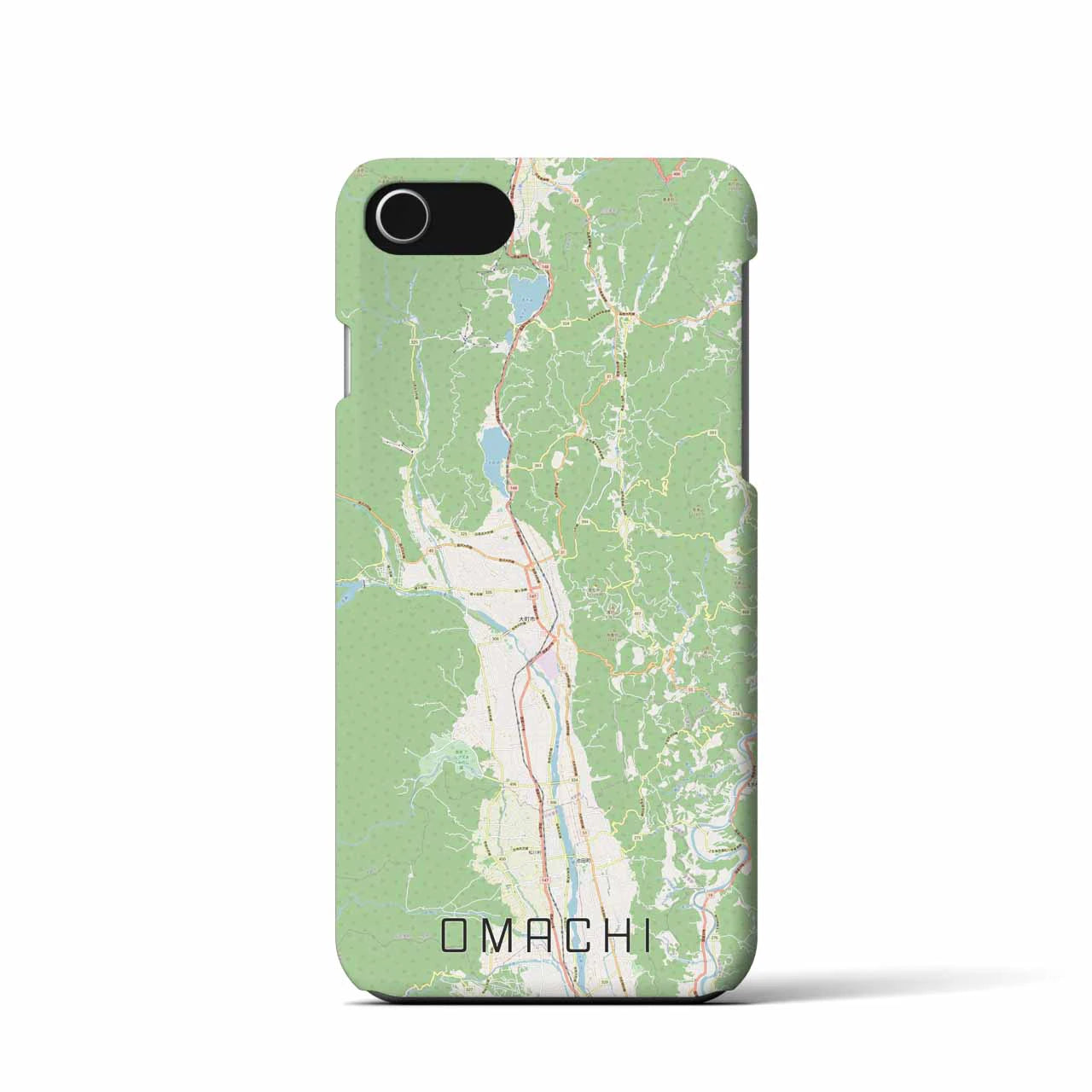 【大町(長野県)】地図柄iPhoneケース(バックカバータイプ)