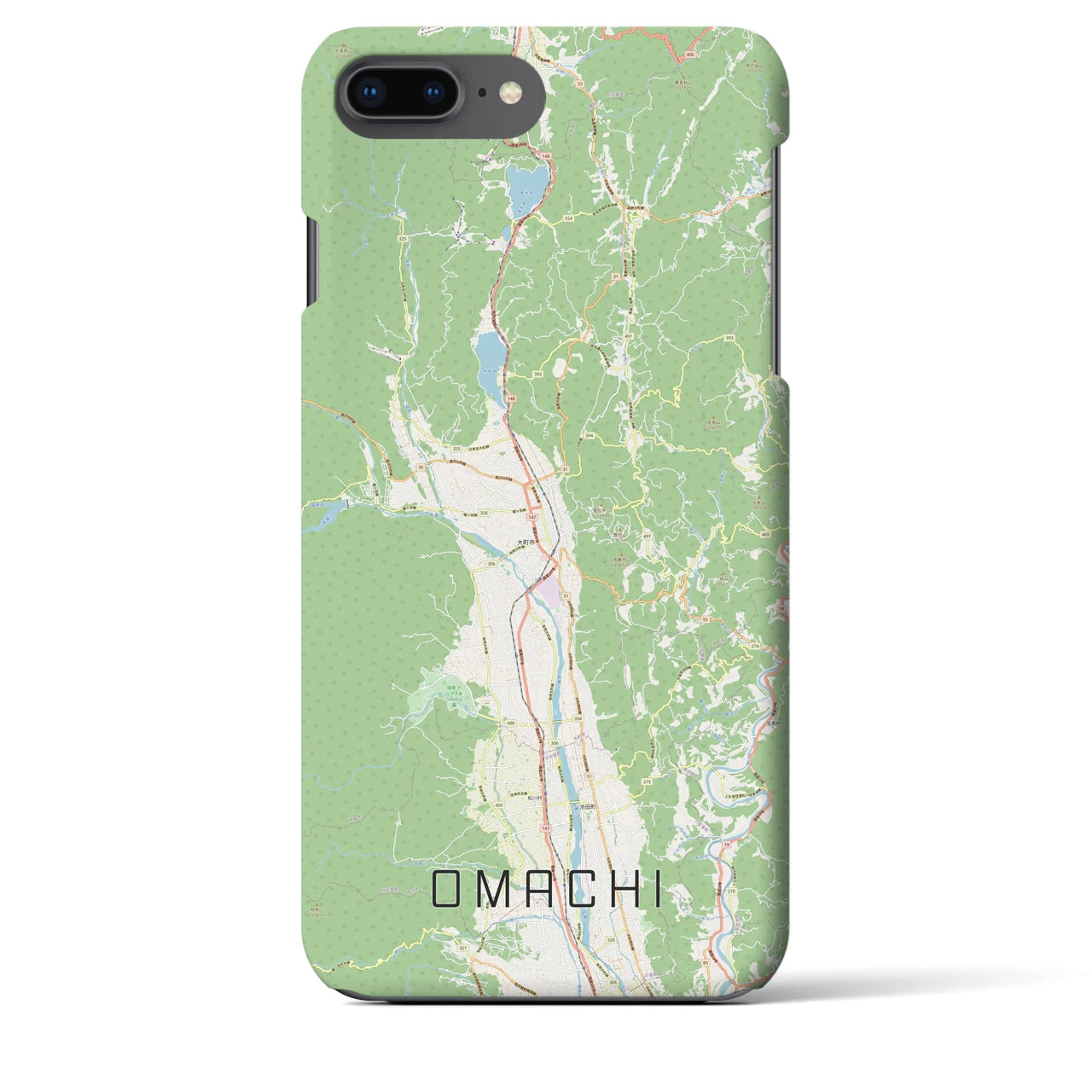 【大町(長野県)】地図柄iPhoneケース(バックカバータイプ)