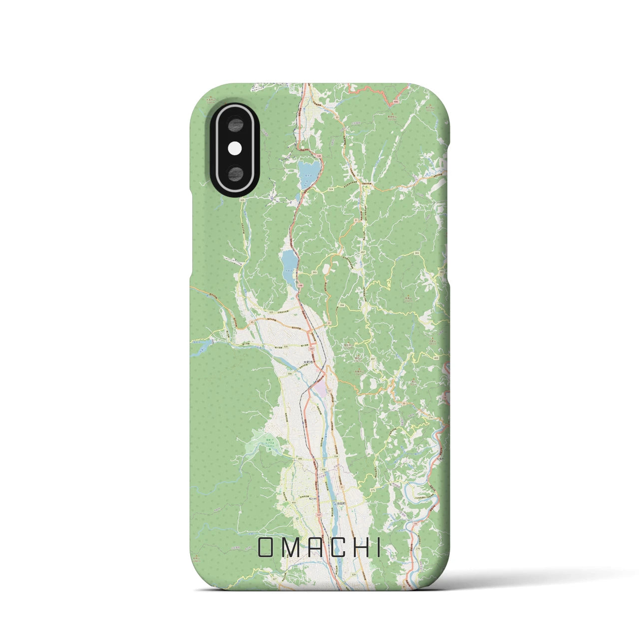 【大町(長野県)】地図柄iPhoneケース(バックカバータイプ)