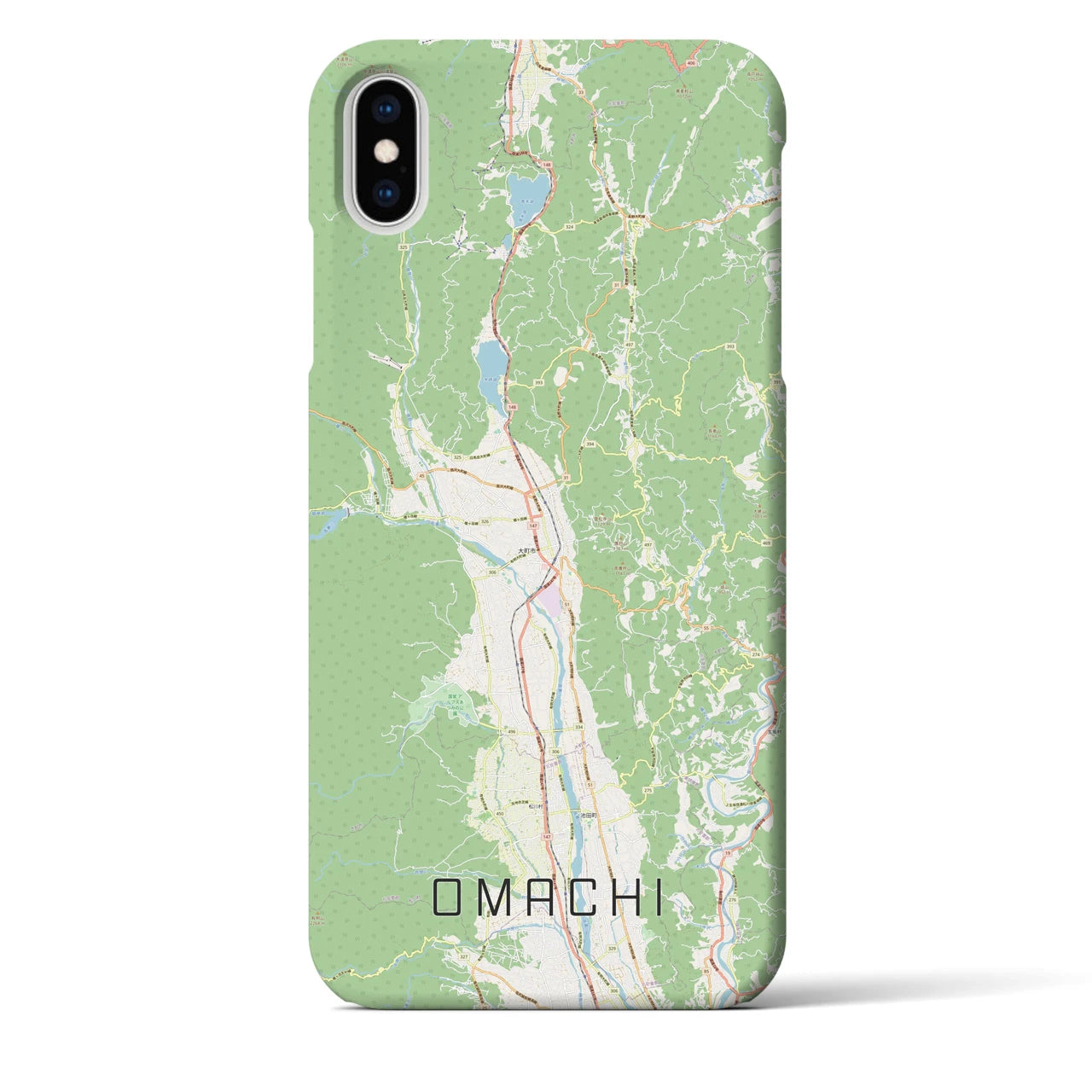 【大町(長野県)】地図柄iPhoneケース(バックカバータイプ)