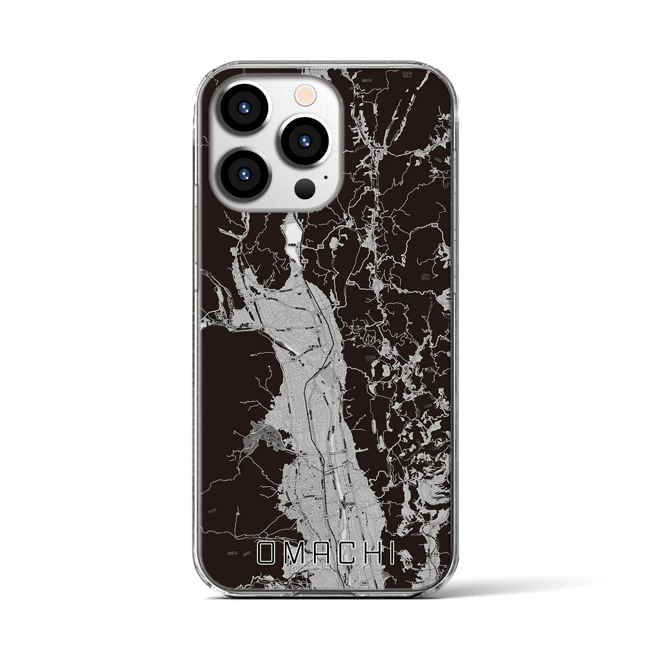 【大町(長野県)】地図柄iPhoneケース(クリアタイプ)