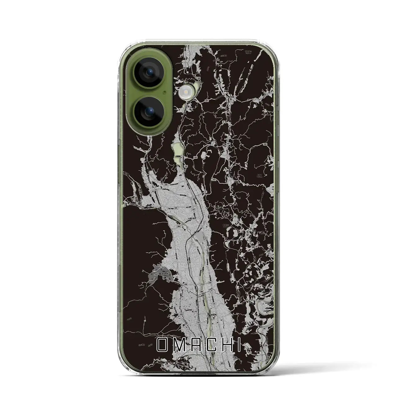 【大町(長野県)】地図柄iPhoneケース(クリアタイプ)モノトーン・iPhone 17 Pro Max 用