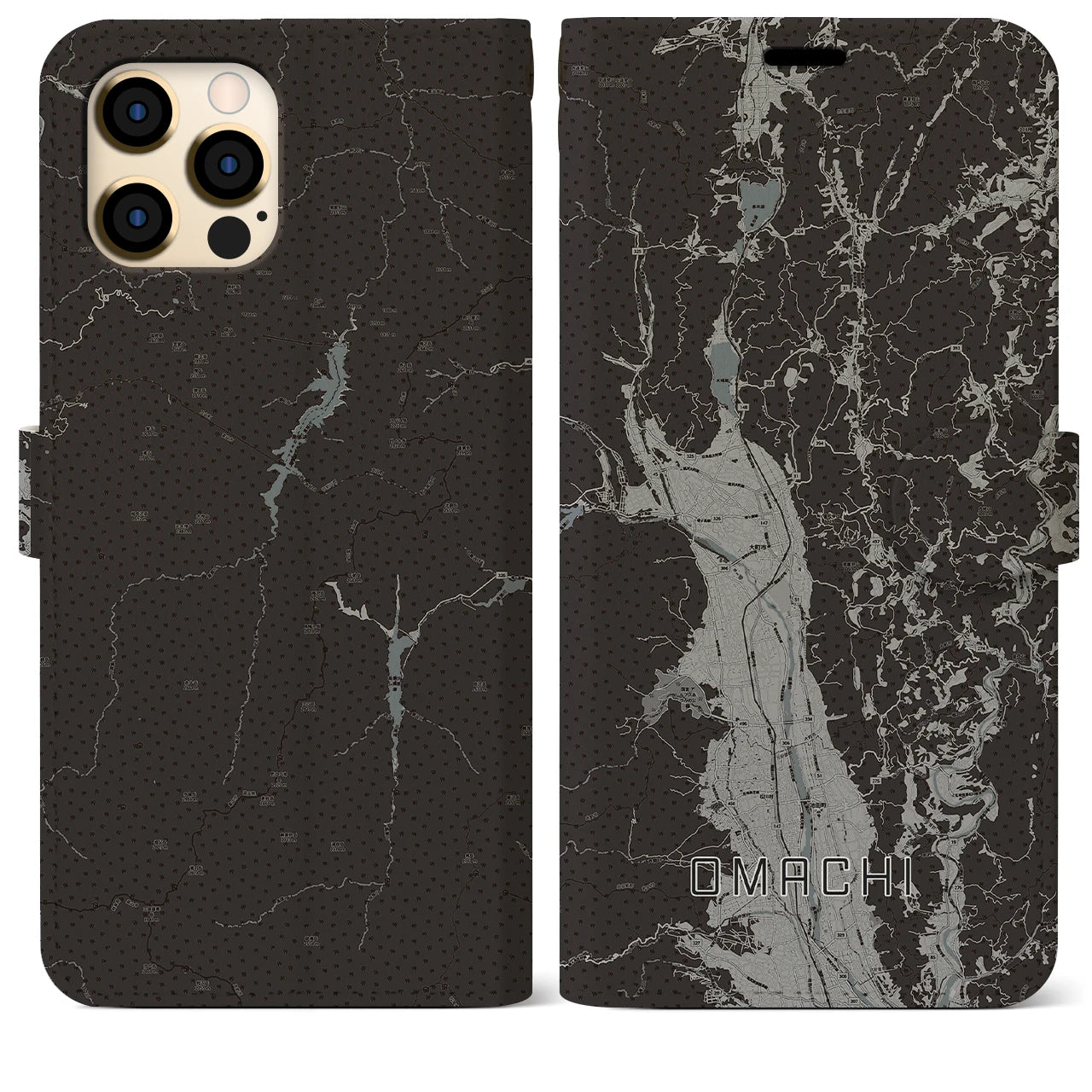 【大町(長野県)】地図柄iPhoneケース(手帳タイプ)