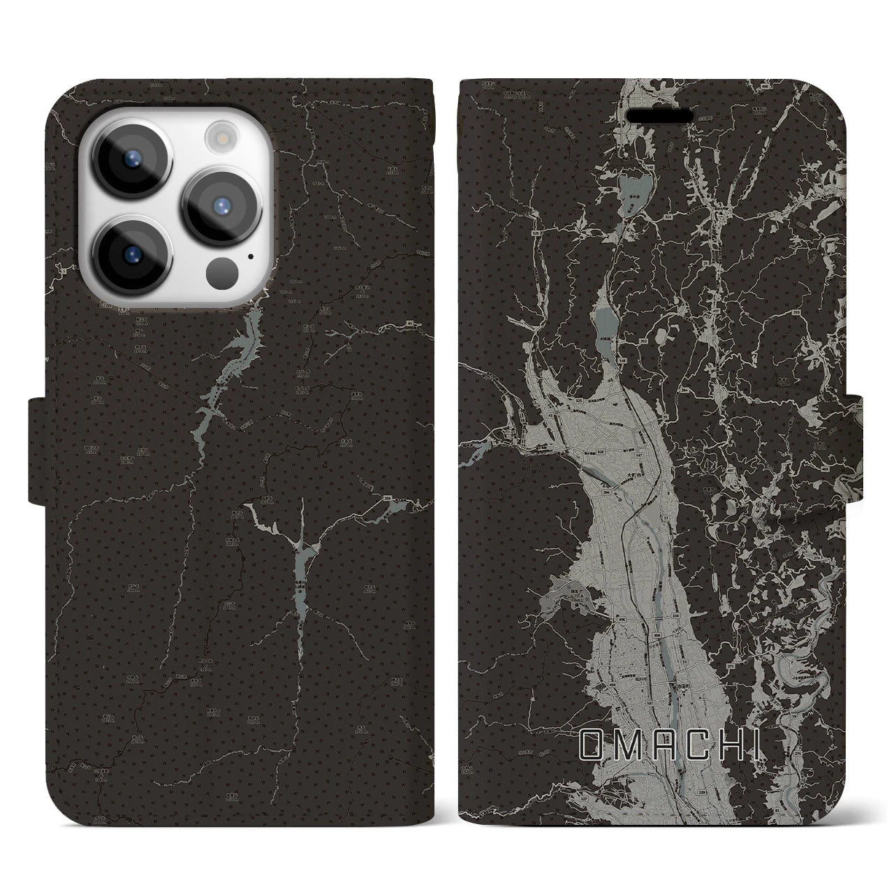 【大町(長野県)】地図柄iPhoneケース(手帳タイプ)