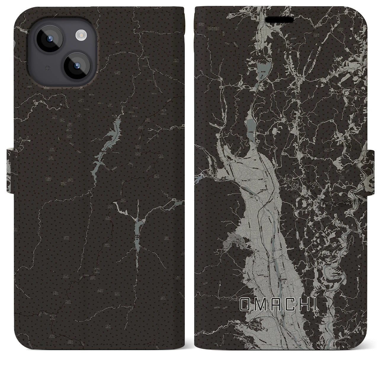 【大町(長野県)】地図柄iPhoneケース(手帳タイプ)