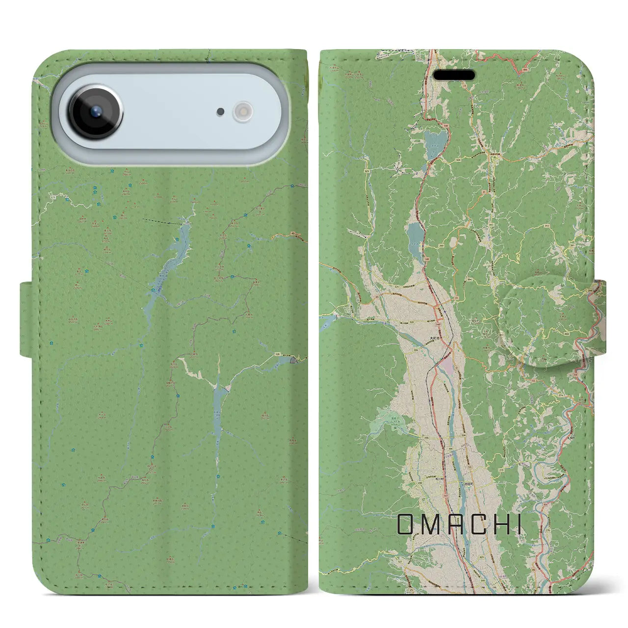 【大町(長野県)】地図柄iPhoneケース(手帳タイプ)