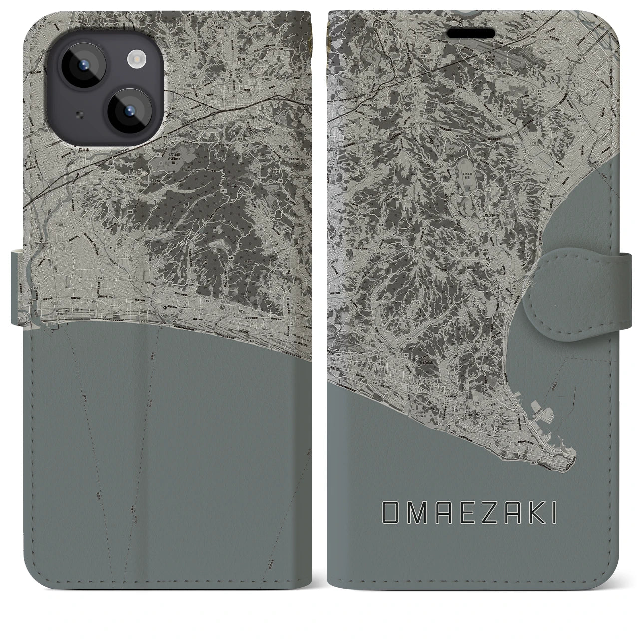 【御前崎(静岡県)】地図柄iPhoneケース(手帳タイプ)