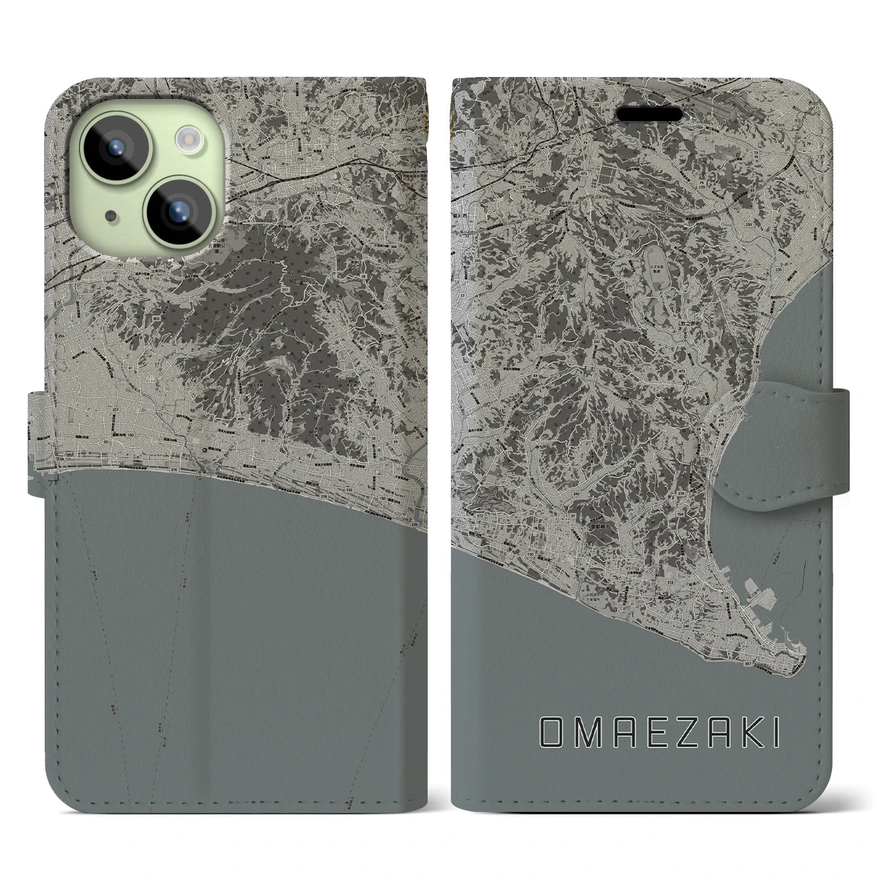 【御前崎(静岡県)】地図柄iPhoneケース(手帳タイプ)