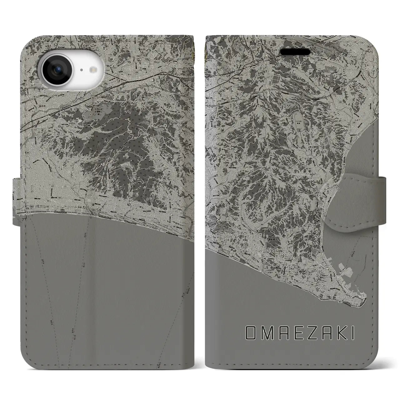 【御前崎(静岡県)】地図柄iPhoneケース(手帳タイプ)