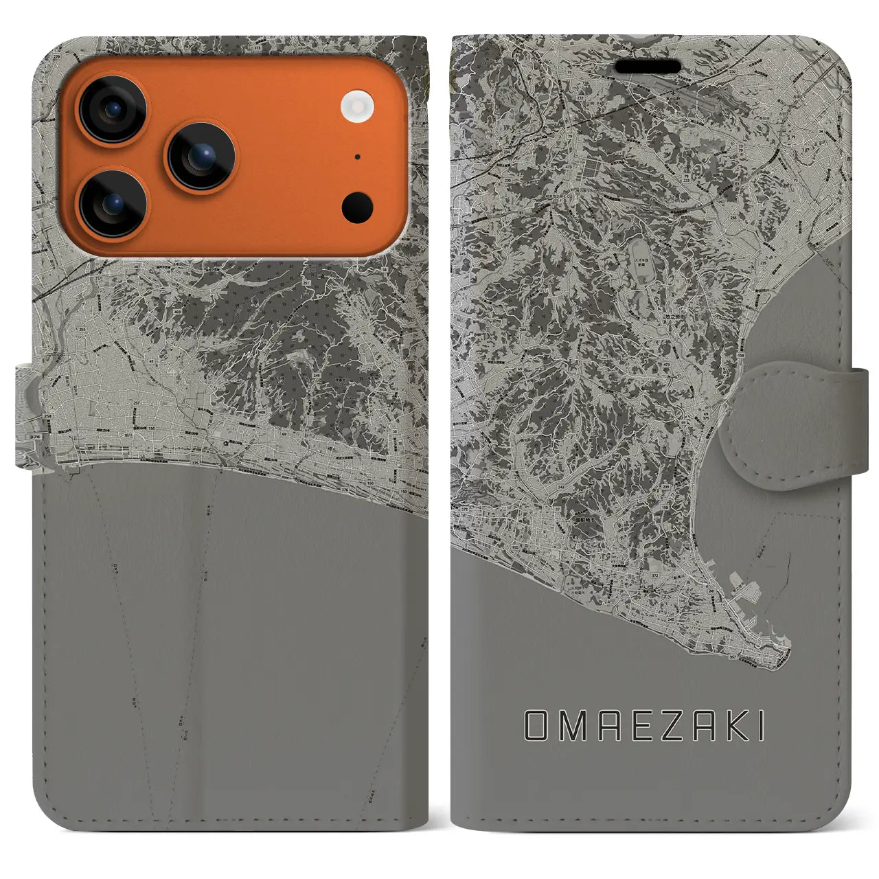 【御前崎(静岡県)】地図柄iPhoneケース(手帳タイプ)