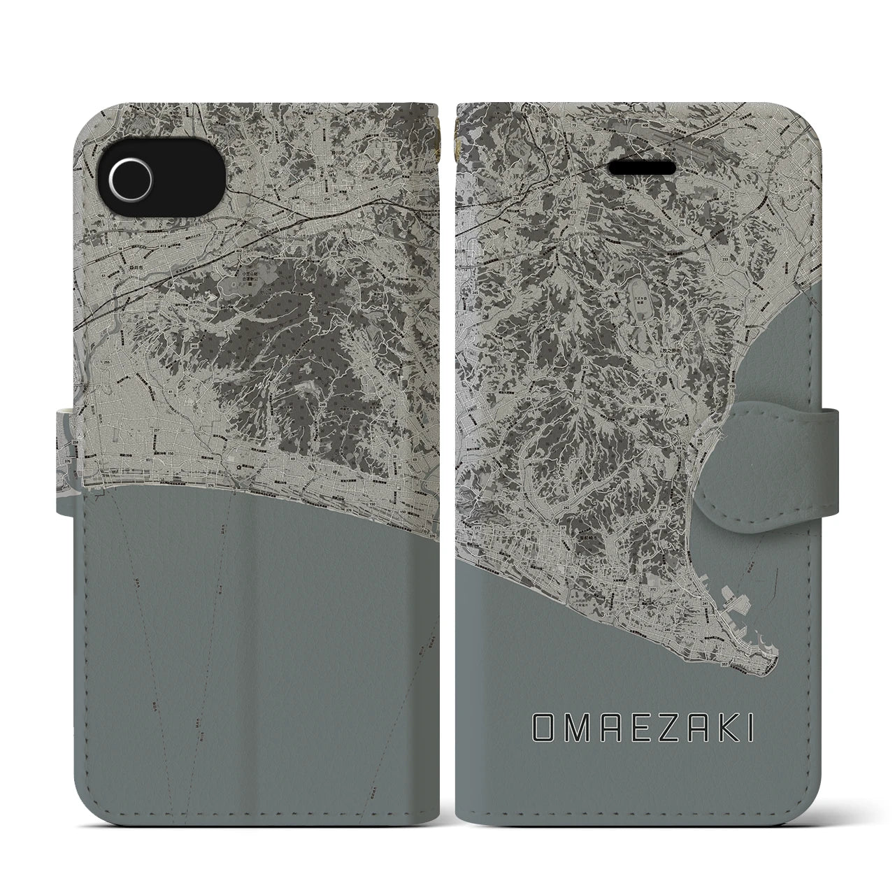 【御前崎(静岡県)】地図柄iPhoneケース(手帳タイプ)