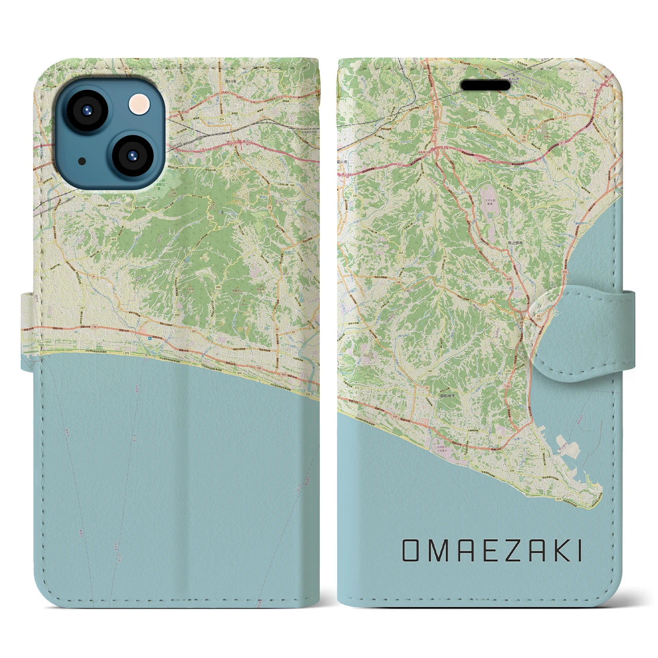 【御前崎(静岡県)】地図柄iPhoneケース(手帳タイプ)