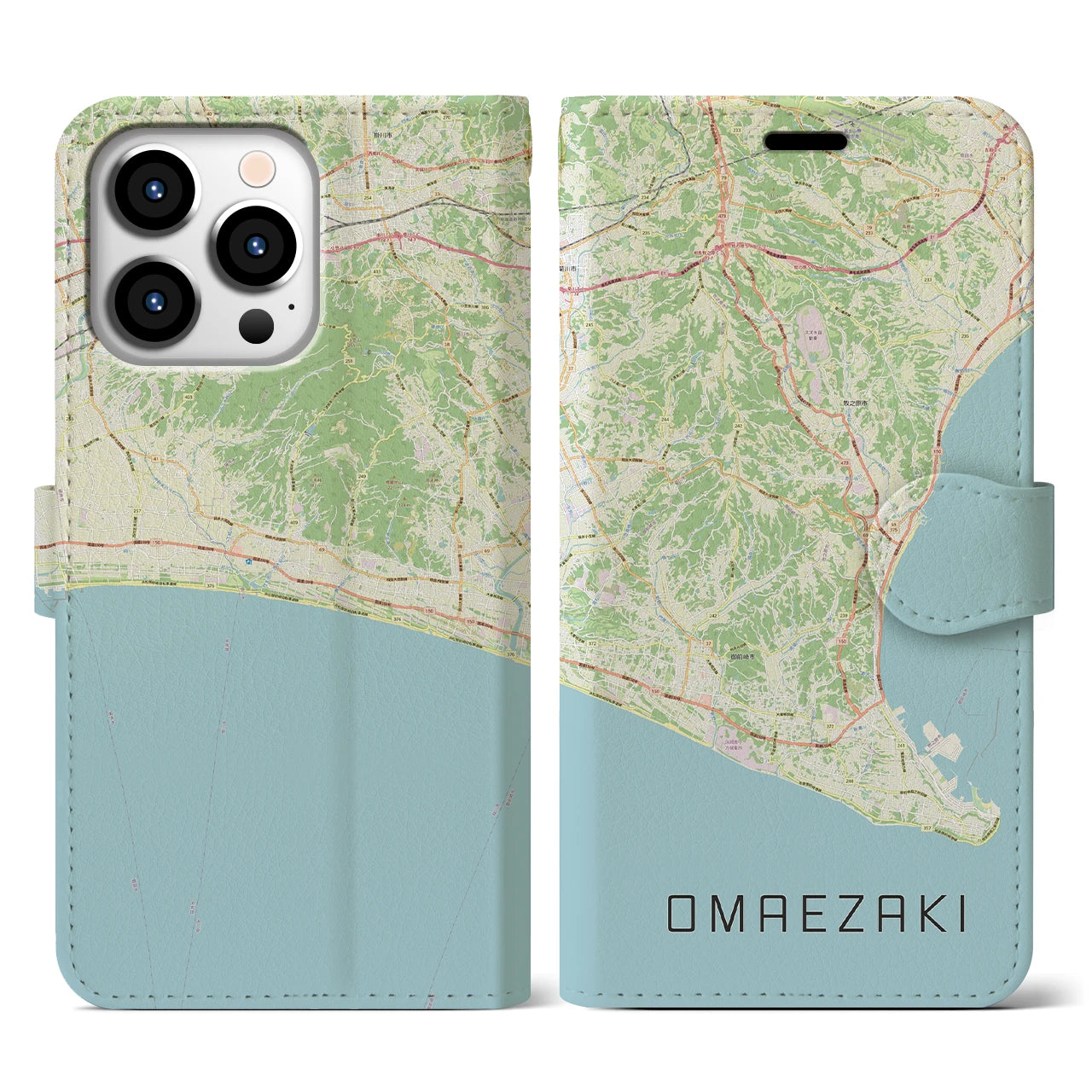 【御前崎(静岡県)】地図柄iPhoneケース(手帳タイプ)