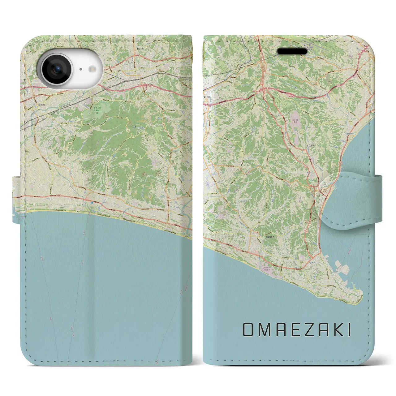 【御前崎(静岡県)】地図柄iPhoneケース(手帳タイプ)