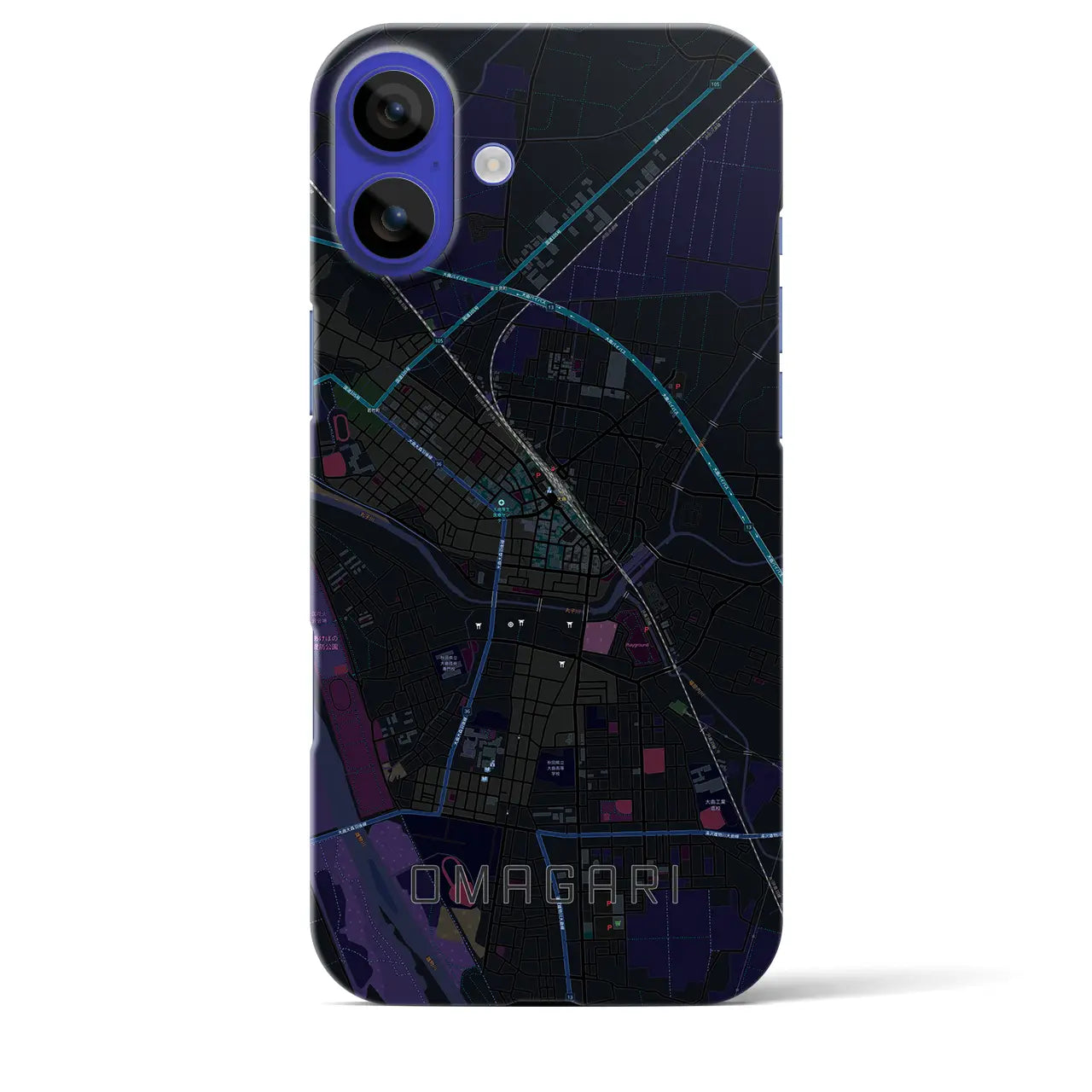 【大曲(秋田県)】地図柄iPhoneケース(バックカバータイプ)