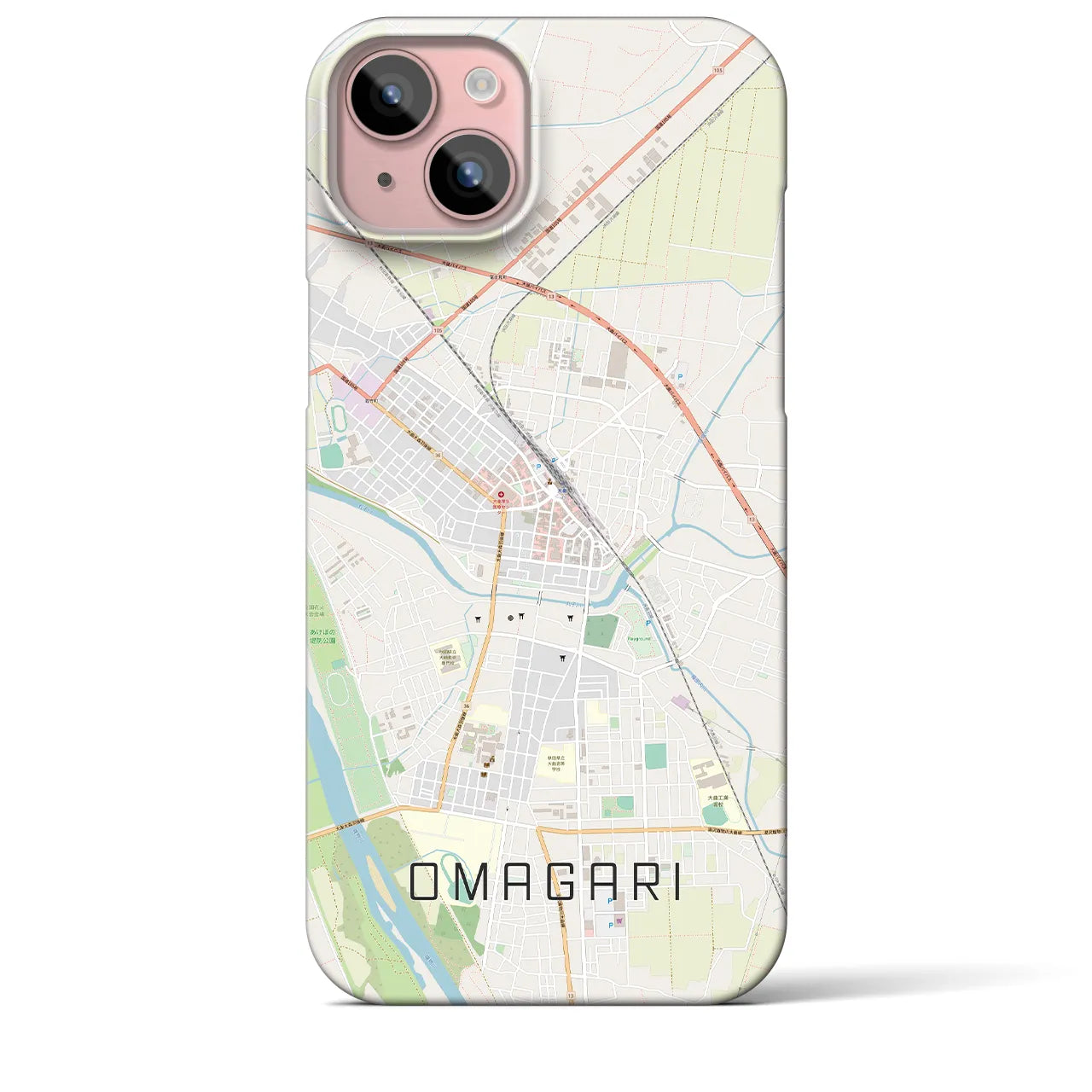 【大曲(秋田県)】地図柄iPhoneケース(バックカバータイプ)