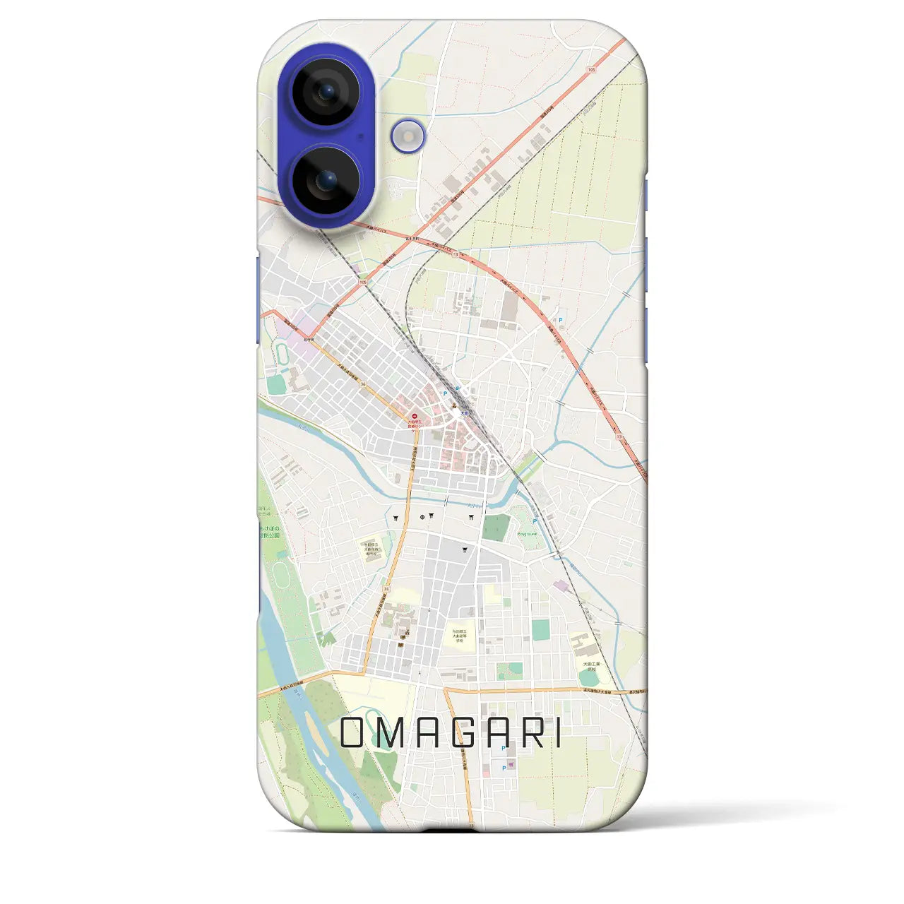 【大曲(秋田県)】地図柄iPhoneケース(バックカバータイプ)ナチュラル・iPhone 16 Pro Max 用