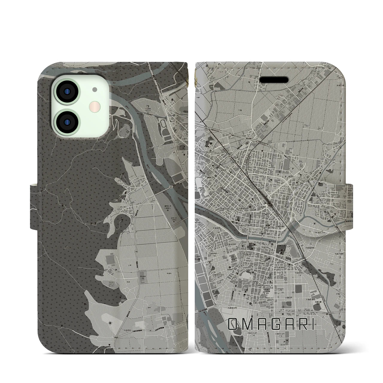 【大曲(秋田県)】地図柄iPhoneケース(手帳タイプ)