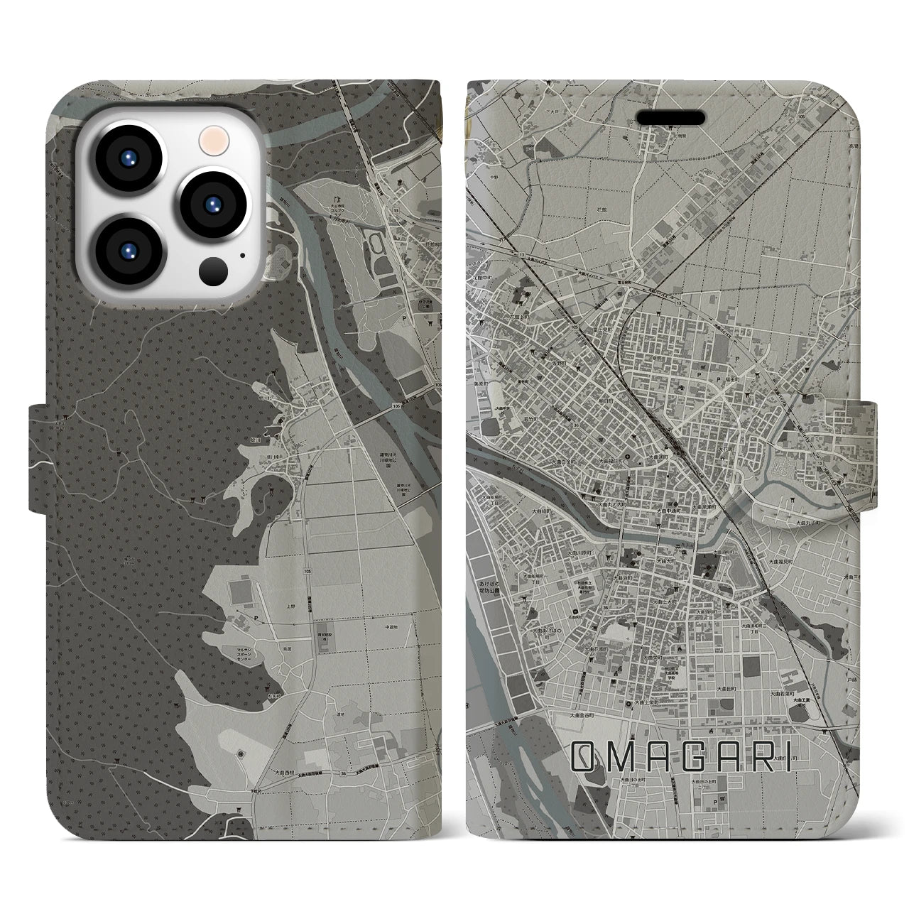 【大曲(秋田県)】地図柄iPhoneケース(手帳タイプ)