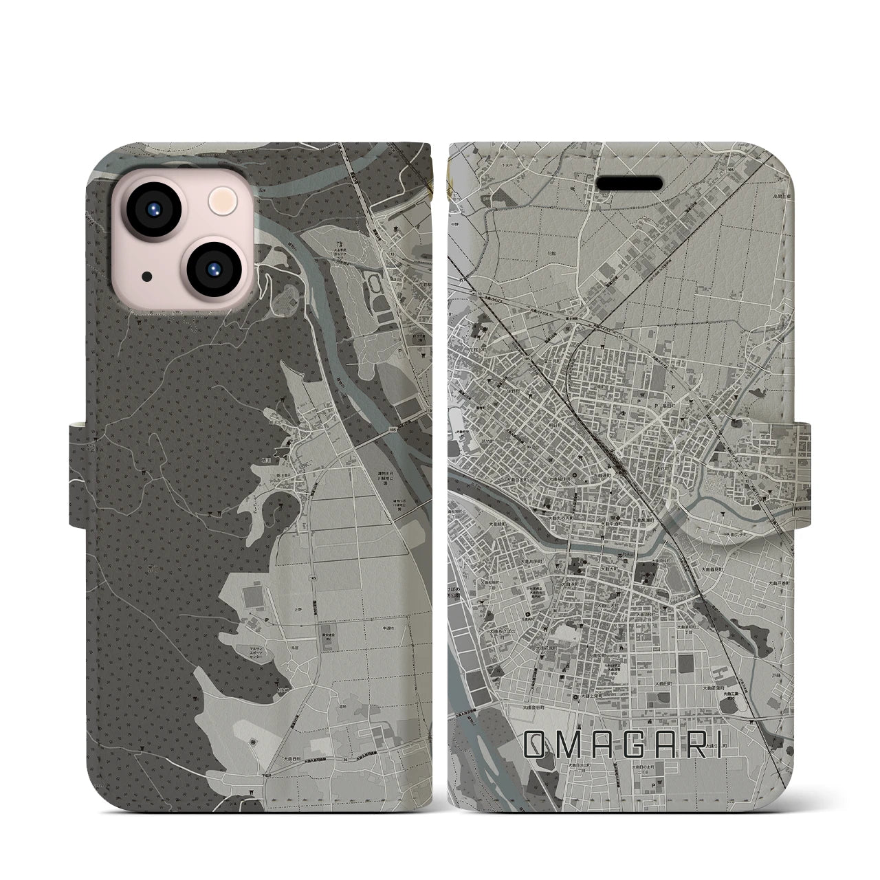 【大曲(秋田県)】地図柄iPhoneケース(手帳タイプ)