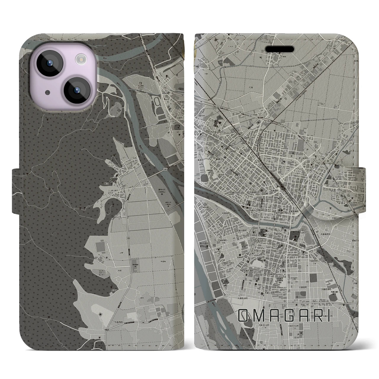 【大曲(秋田県)】地図柄iPhoneケース(手帳タイプ)