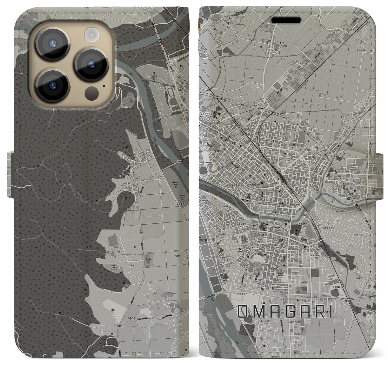 【大曲(秋田県)】地図柄iPhoneケース(手帳タイプ)