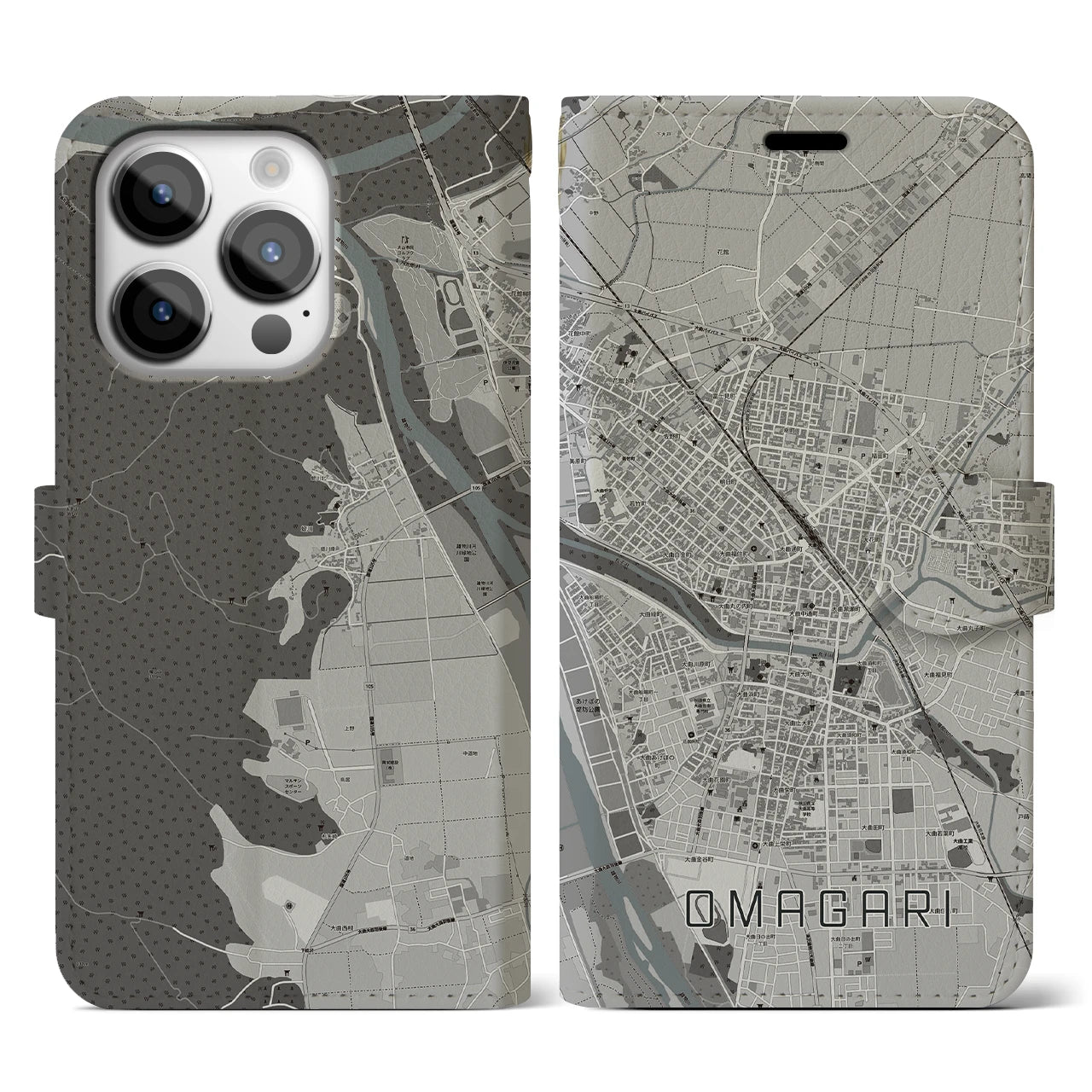 【大曲(秋田県)】地図柄iPhoneケース(手帳タイプ)