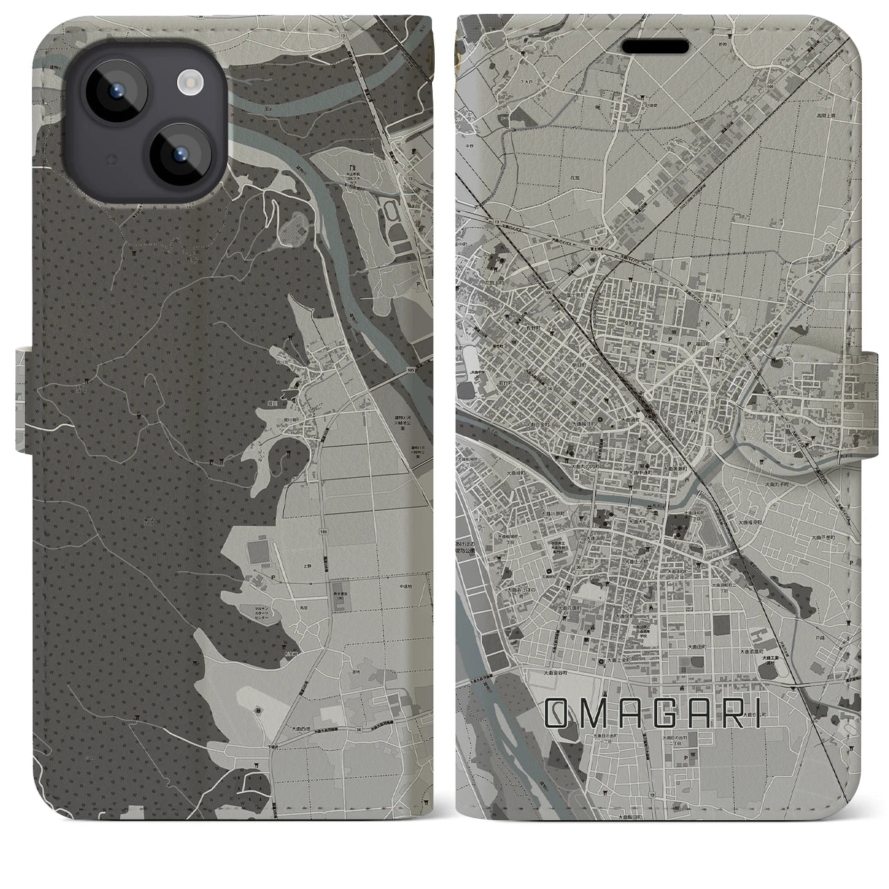 【大曲(秋田県)】地図柄iPhoneケース(手帳タイプ)