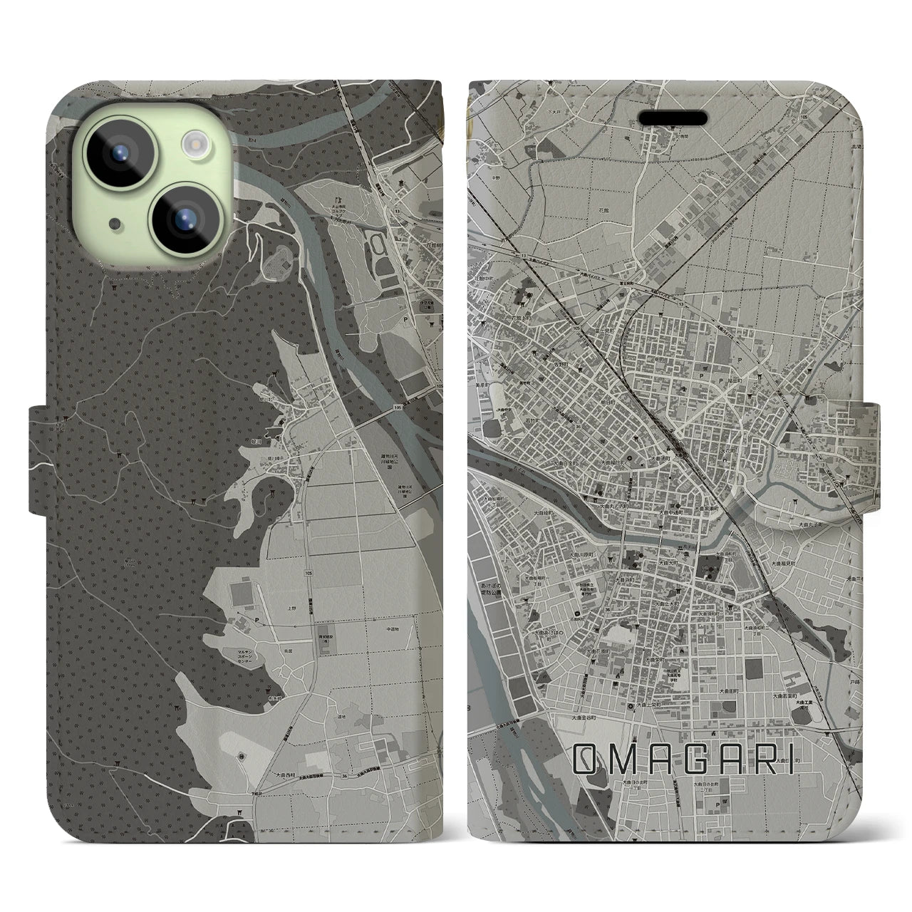 【大曲(秋田県)】地図柄iPhoneケース(手帳タイプ)