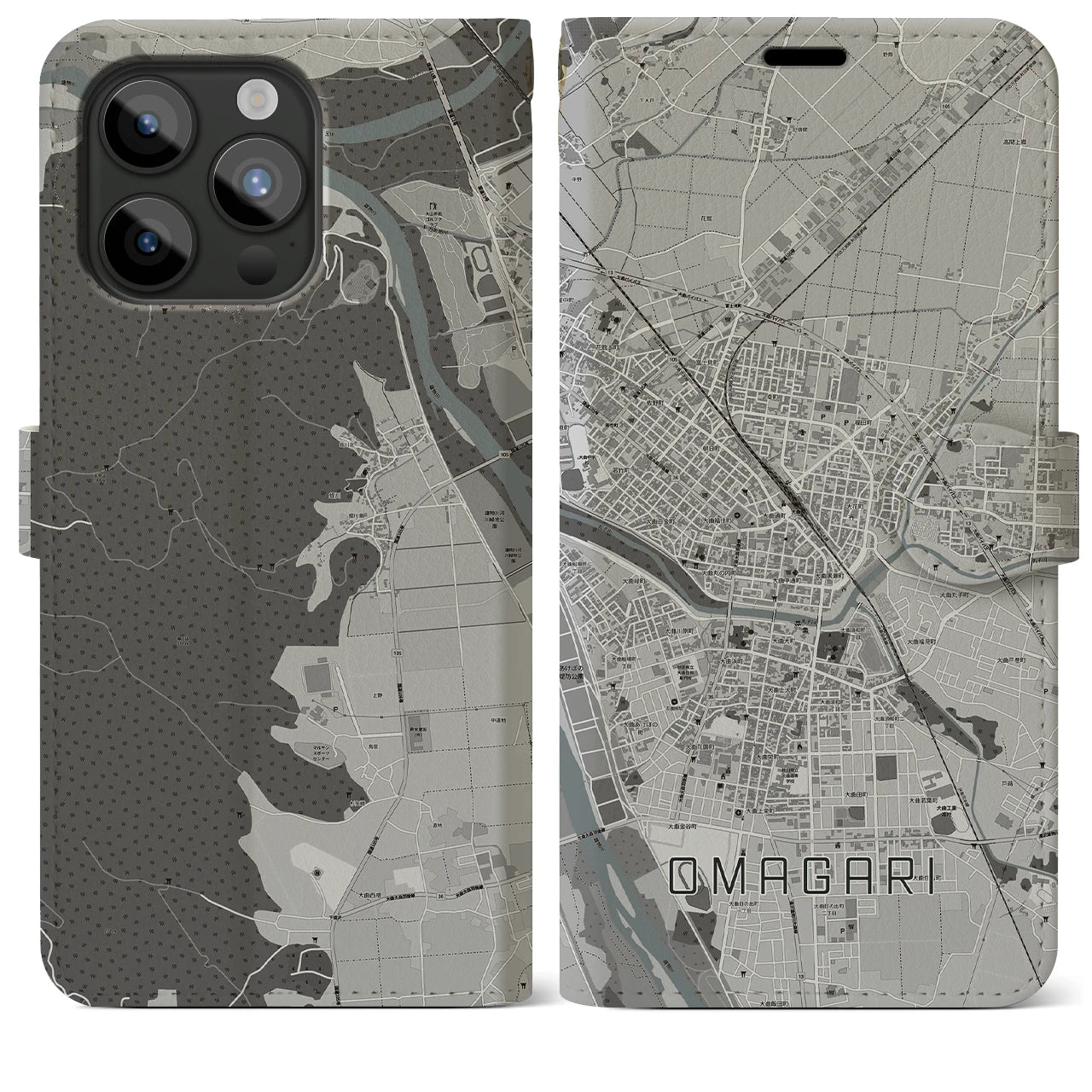 【大曲(秋田県)】地図柄iPhoneケース(手帳タイプ)