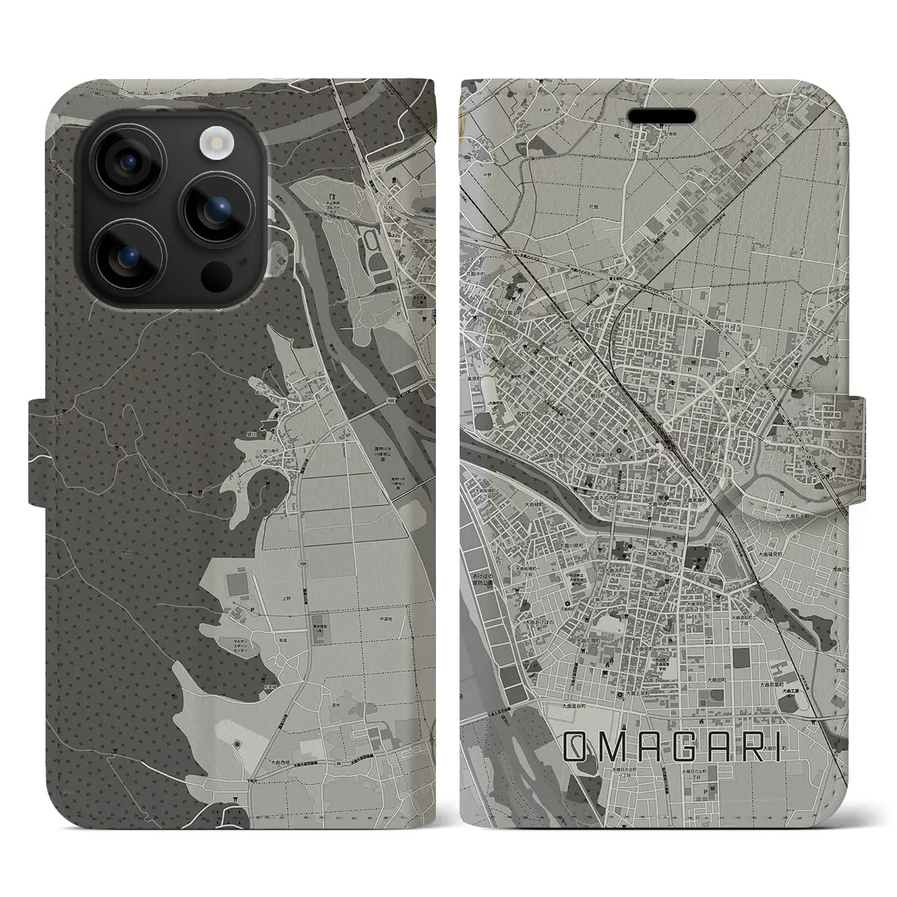 【大曲(秋田県)】地図柄iPhoneケース(手帳タイプ)